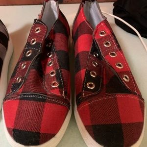 Slip on plaid shoes